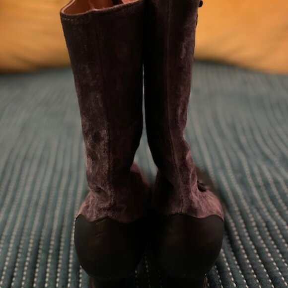 Vero Cuoio Granny Boots Suede Leather 38.5 Gray Black Button Up *Please Read* - Picture 14 of 15